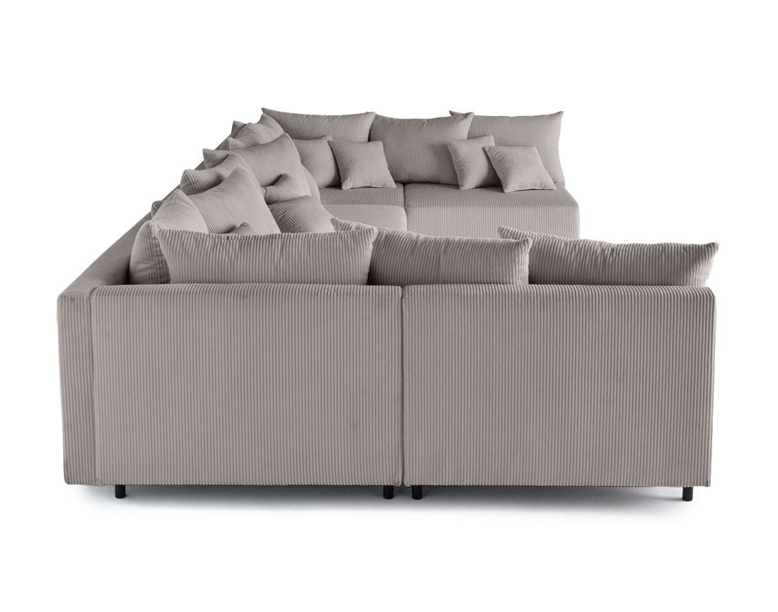 Canapé panoramique modulable 6 places en velours côtelé Edinburg