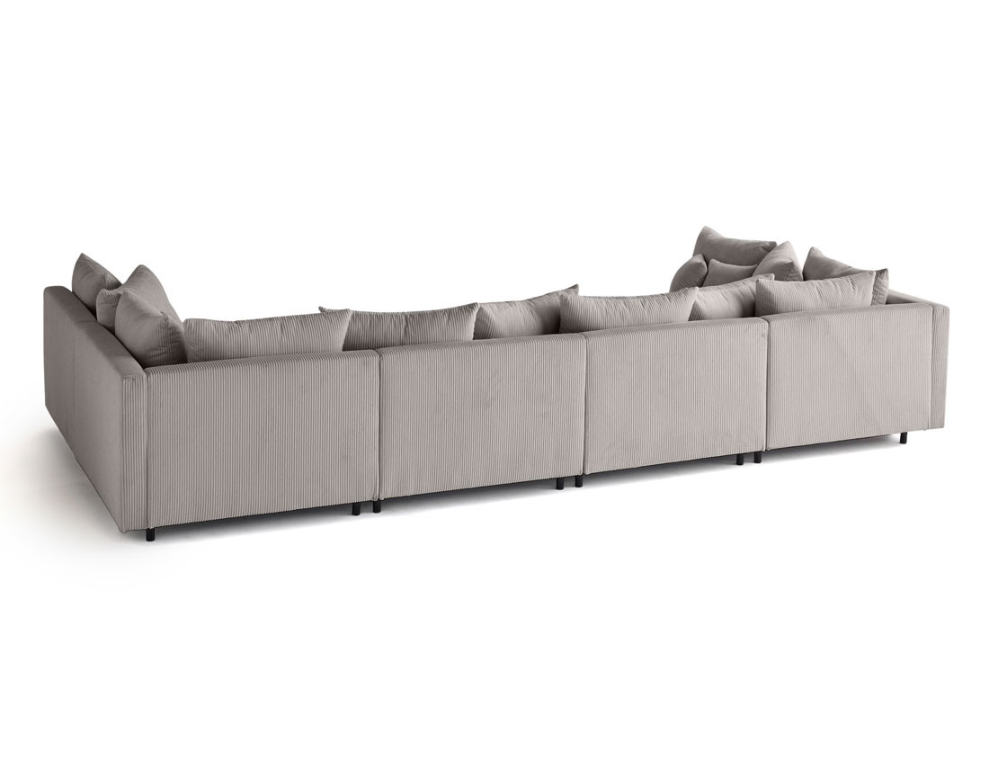 Canapé panoramique modulable 6 places en velours côtelé Edinburg