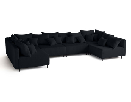 Canapé panoramique modulable 6 places en velours côtelé Edinburg