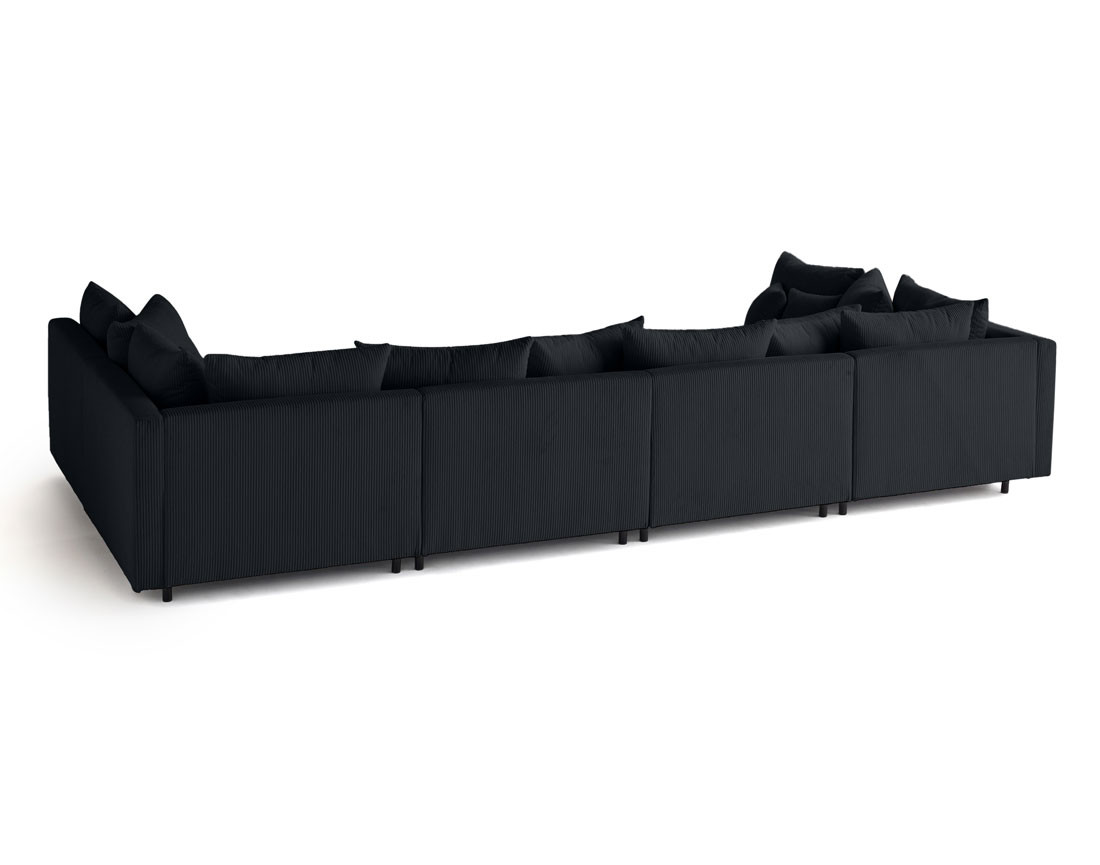 Canapé panoramique modulable 6 places en velours côtelé Edinburg