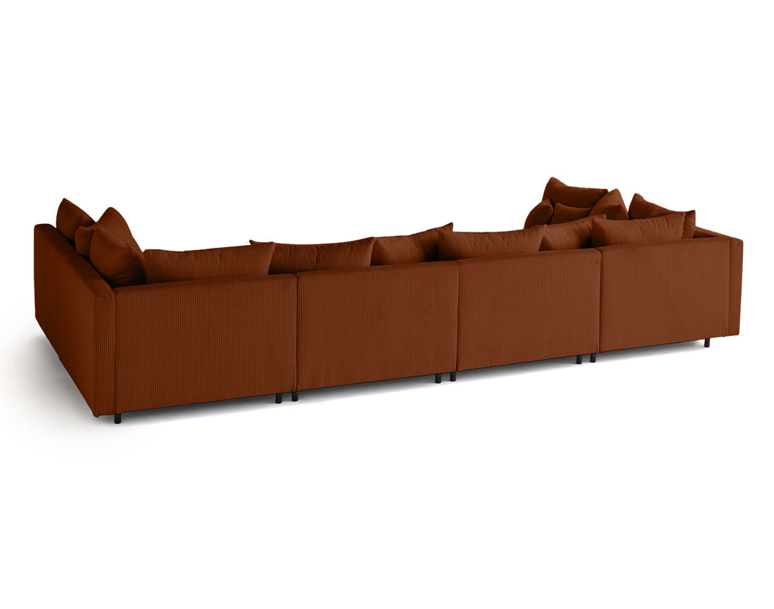 Canapé panoramique modulable 6 places en velours côtelé Edinburg