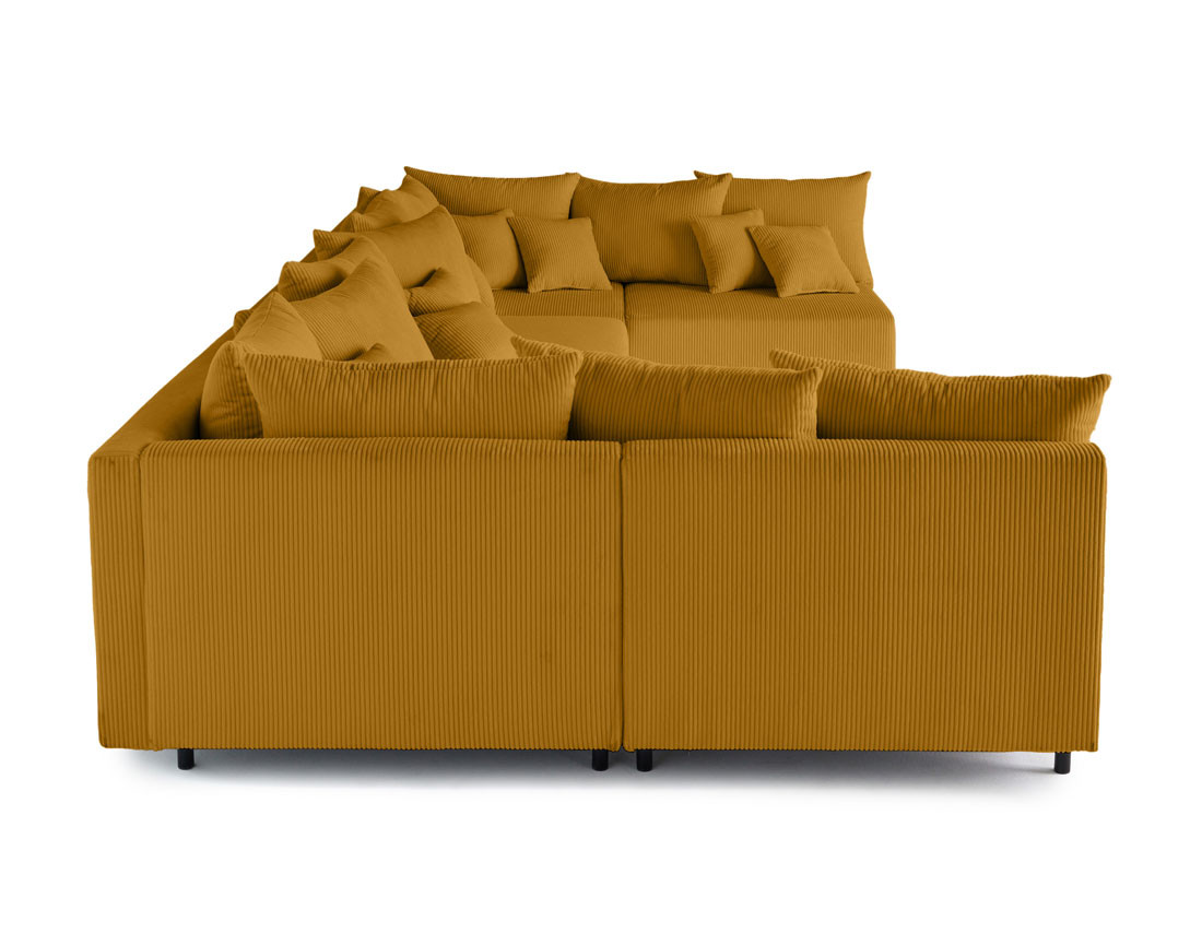 Canapé panoramique modulable 6 places en velours côtelé Edinburg