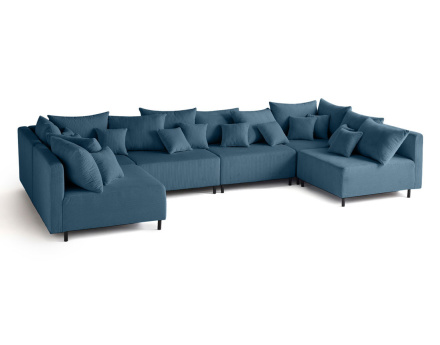 Canapé panoramique modulable 6 places en velours côtelé Edinburg