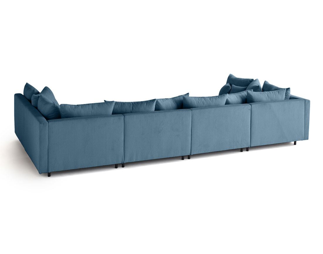 Canapé panoramique modulable 6 places en velours côtelé Edinburg