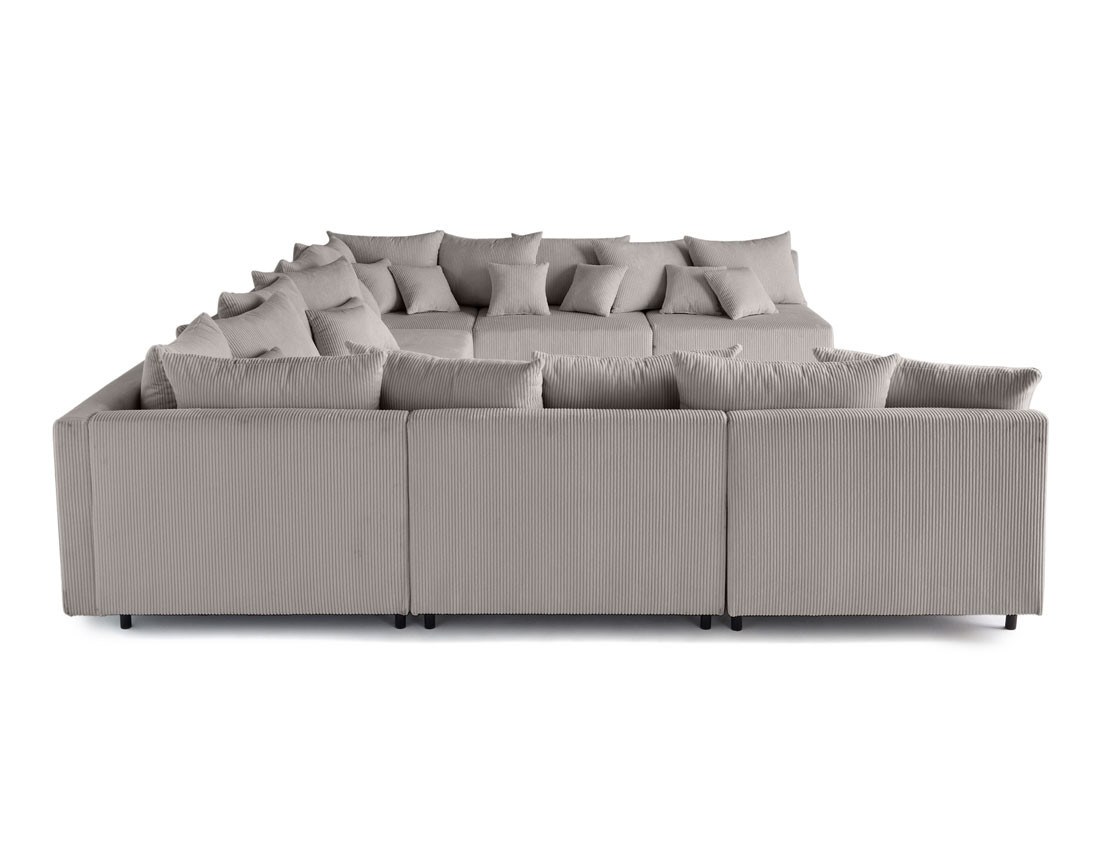 Canapé panoramique modulable 8 places en velours côtelé Edinburg