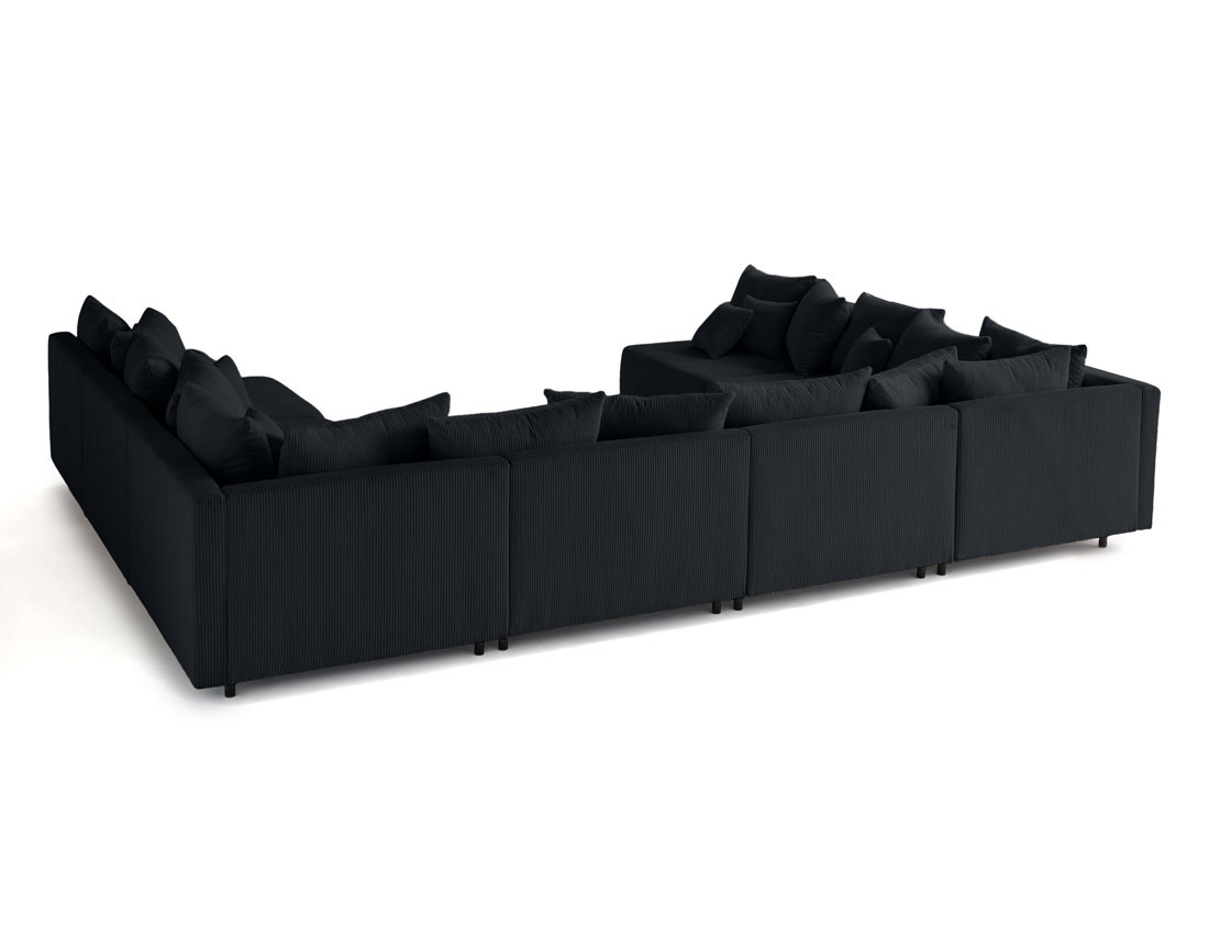 Canapé panoramique modulable 8 places en velours côtelé Edinburg