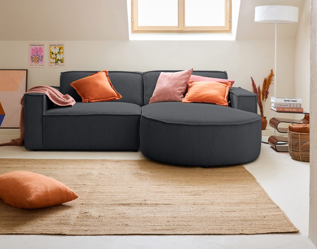 Canapé d'angle droit 4 places en velours côtelé Spiaggia