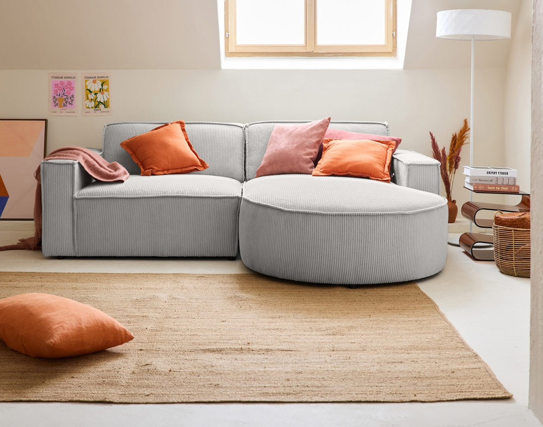 Canapé d'angle droit 4 places en velours côtelé Spiaggia