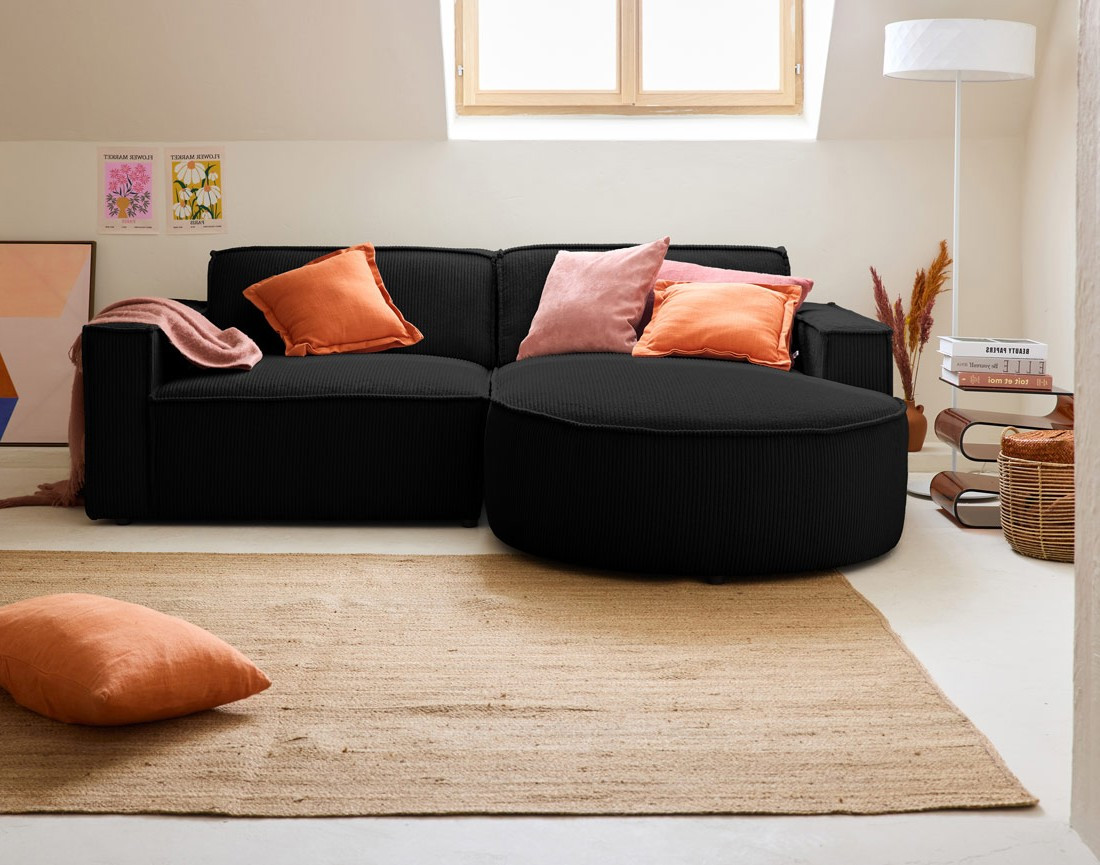 Canapé d'angle droit 4 places en velours côtelé Spiaggia