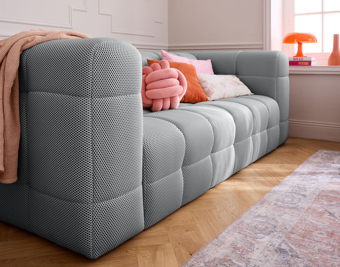 Canapé 3 places en tissu mailles 3D Suzano