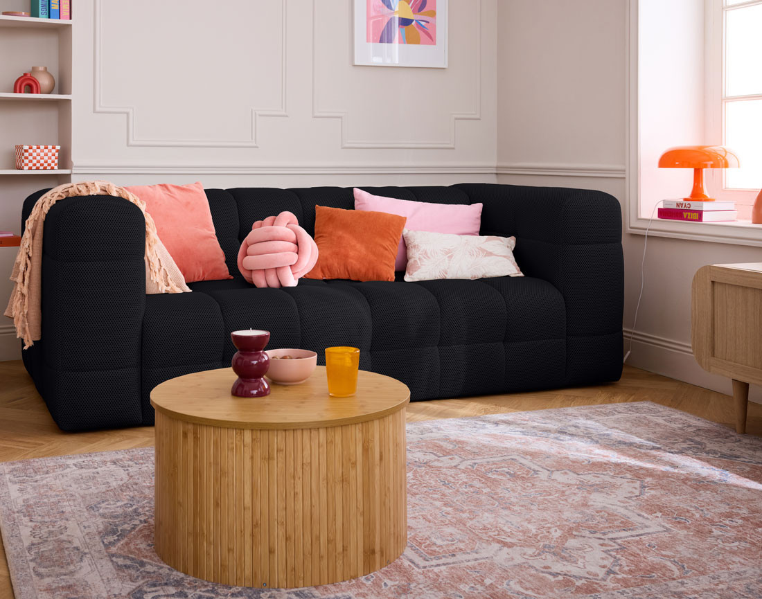 Canapé 3 places en tissu mailles 3D Suzano