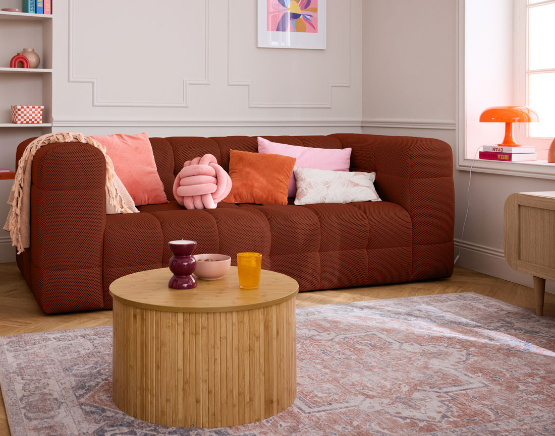 Canapé 3 places en tissu mailles 3D Suzano