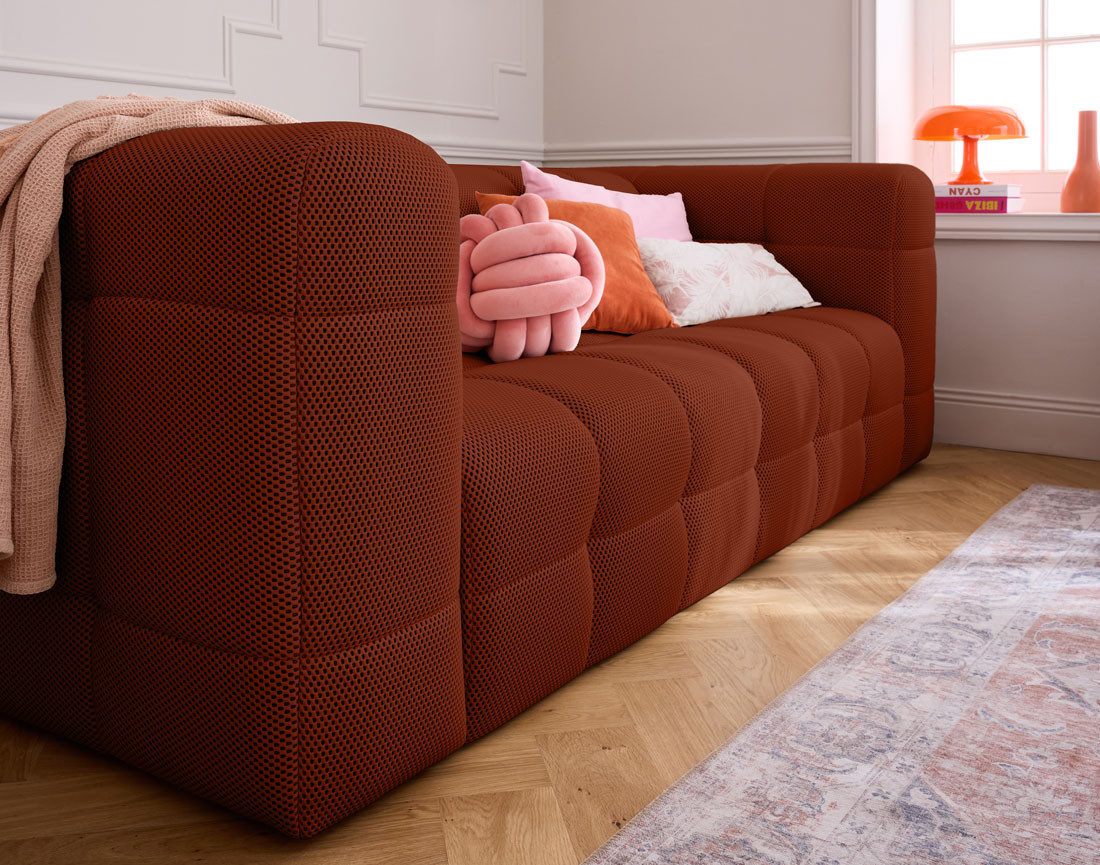 Canapé 3 places en tissu mailles 3D Suzano