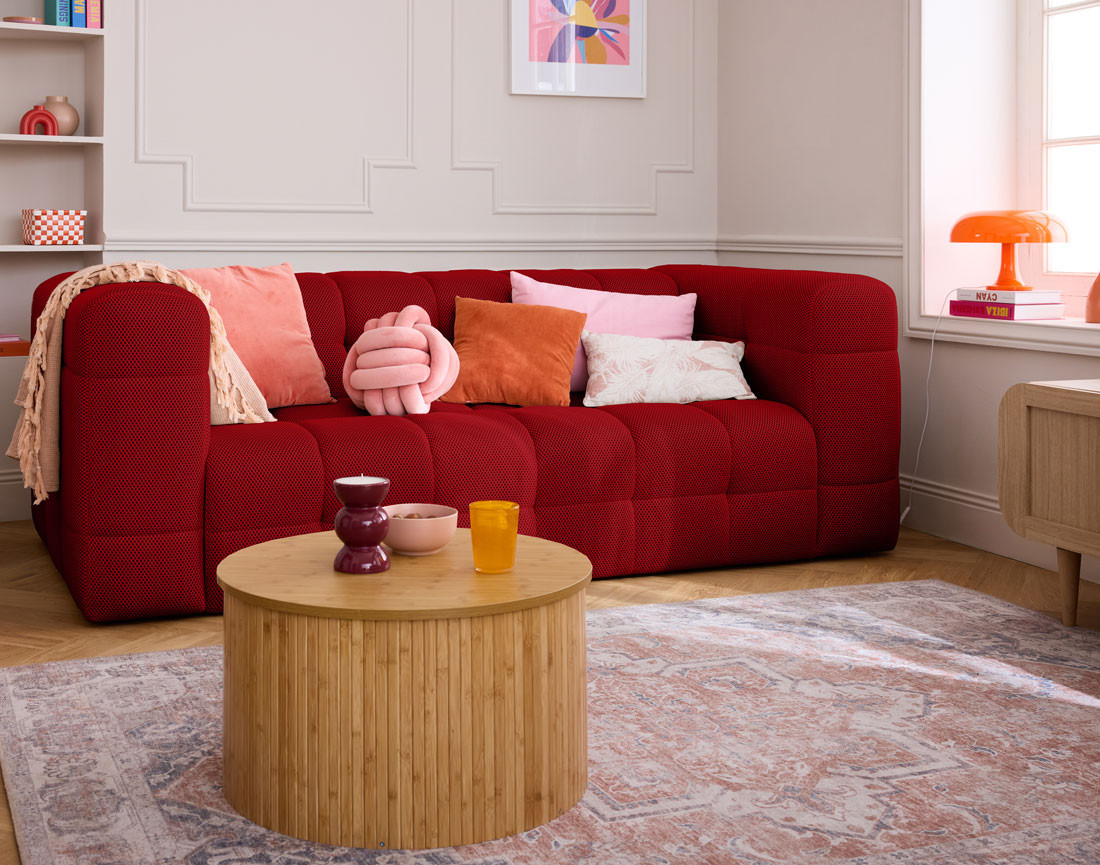 Canapé 3 places en tissu mailles 3D Suzano