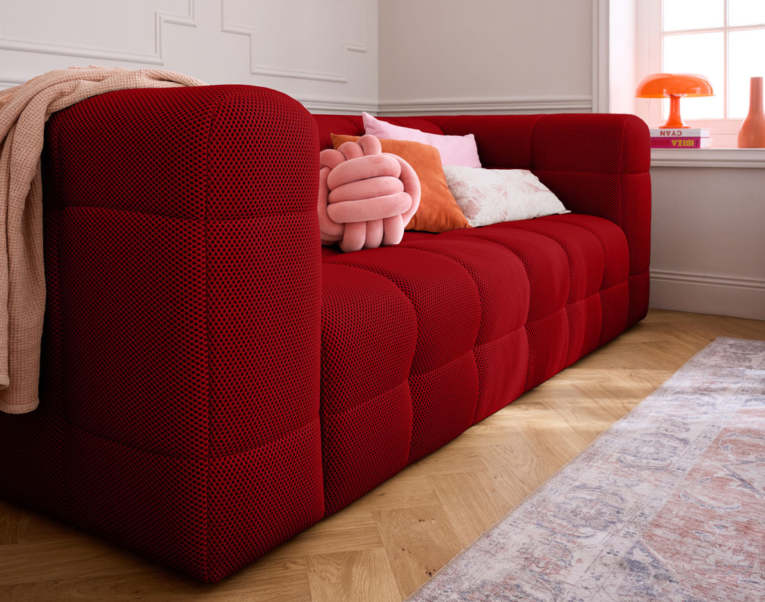 Canapé 3 places en tissu mailles 3D Suzano