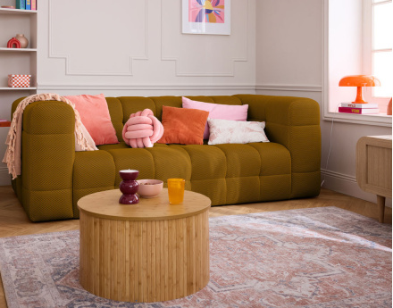 Canapé 3 places en tissu mailles 3D Suzano