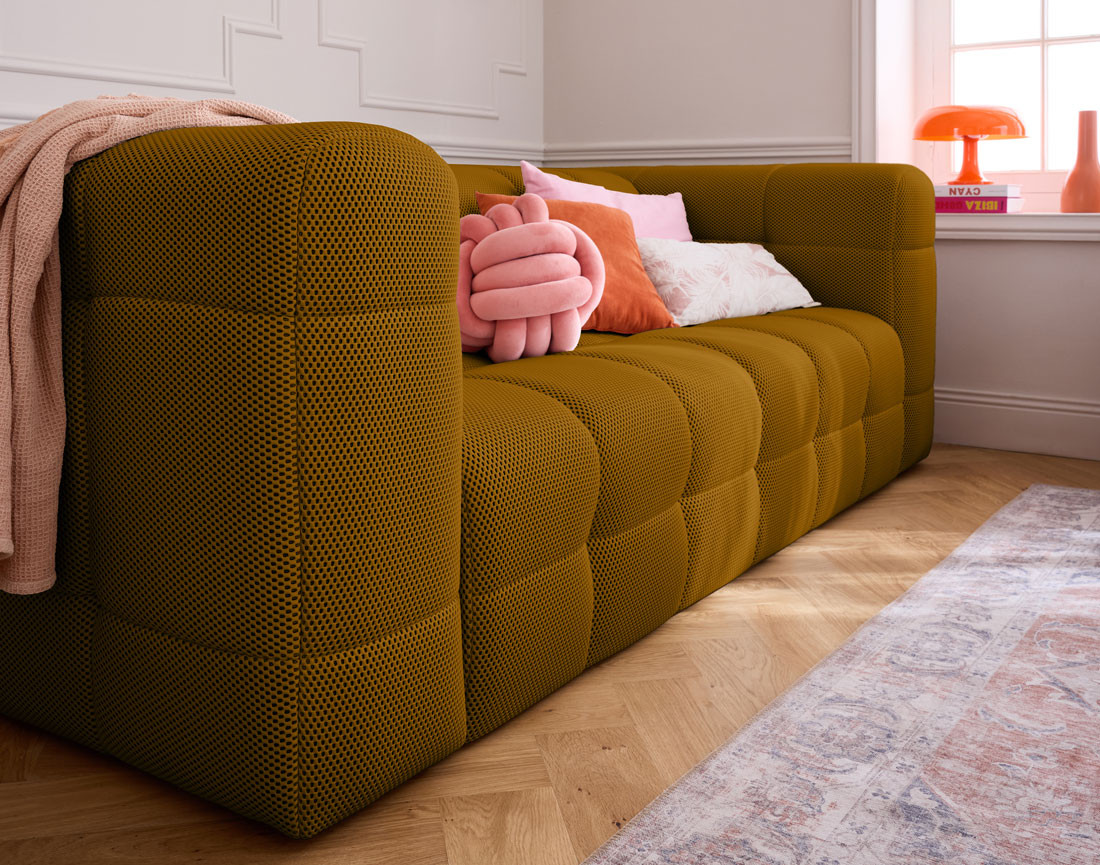 Canapé 3 places en tissu mailles 3D Suzano