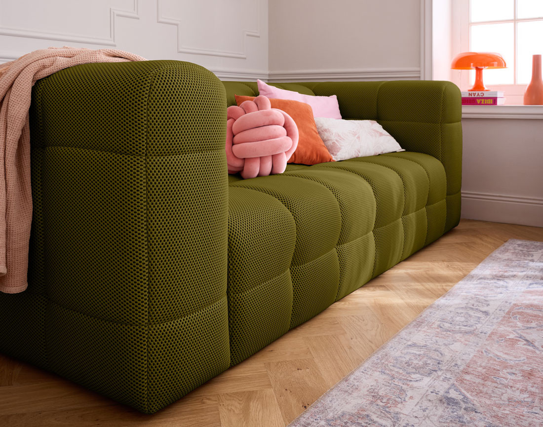 Canapé 3 places en tissu mailles 3D Suzano