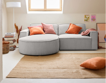 Canapé d'angle gauche 4 places en velours côtelé Spiaggia