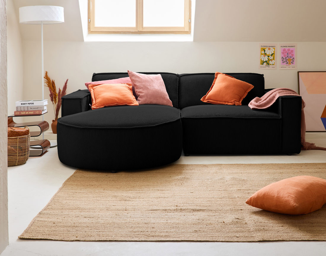 Canapé d'angle gauche 4 places en velours côtelé Spiaggia