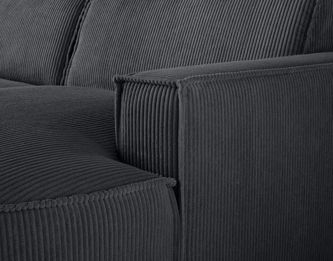 Canapé d'angle droit aux formes arrondies 4 places en velours côtelé Spiaggia