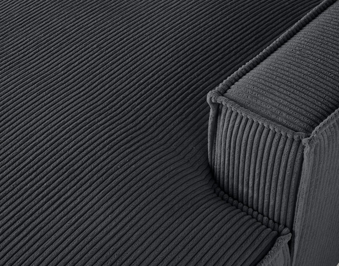 Canapé d'angle droit aux formes arrondies 4 places en velours côtelé Spiaggia