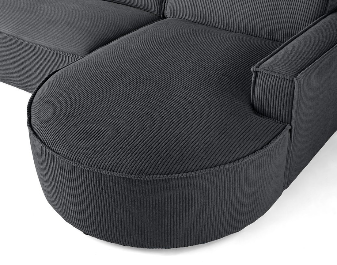 Canapé d'angle droit aux formes arrondies 4 places en velours côtelé Spiaggia