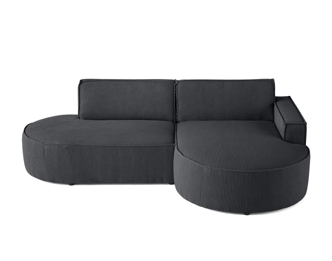 Canapé d'angle droit aux formes arrondies 4 places en velours côtelé Spiaggia