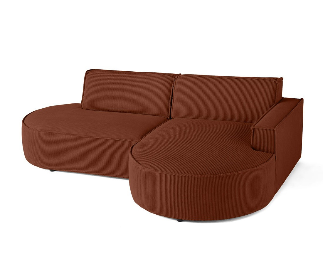 Canapé d'angle droit aux formes arrondies 4 places en velours côtelé Spiaggia
