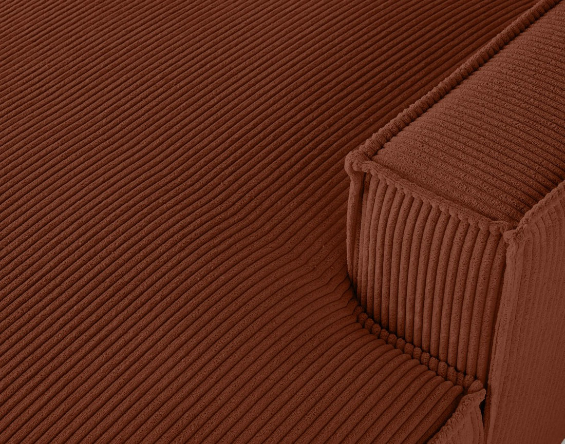 Canapé d'angle droit aux formes arrondies 4 places en velours côtelé Spiaggia