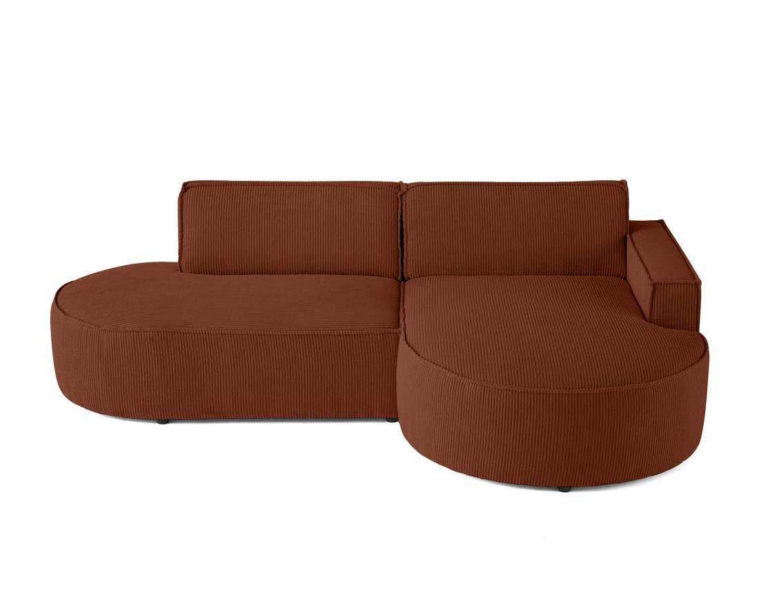 Canapé d'angle droit aux formes arrondies 4 places en velours côtelé Spiaggia