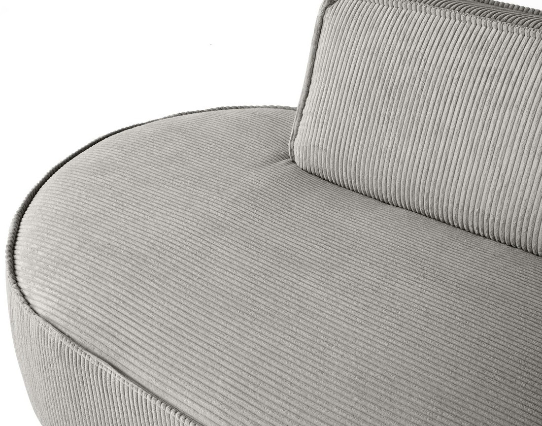 Canapé d'angle droit aux formes arrondies 4 places en velours côtelé Spiaggia