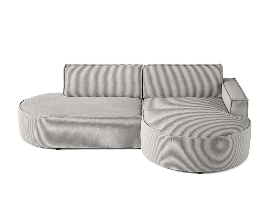 Canapé d'angle droit aux formes arrondies 4 places en velours côtelé Spiaggia
