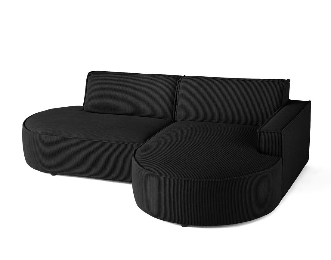 Canapé d'angle droit aux formes arrondies 4 places en velours côtelé Spiaggia