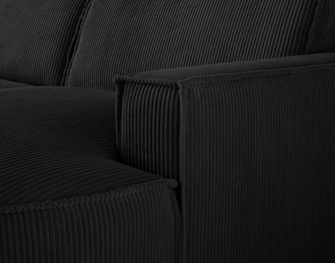 Canapé d'angle droit aux formes arrondies 4 places en velours côtelé Spiaggia