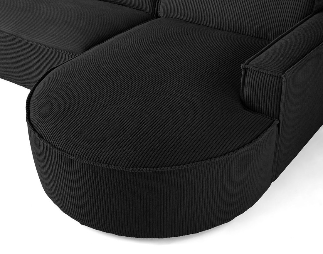 Canapé d'angle droit aux formes arrondies 4 places en velours côtelé Spiaggia