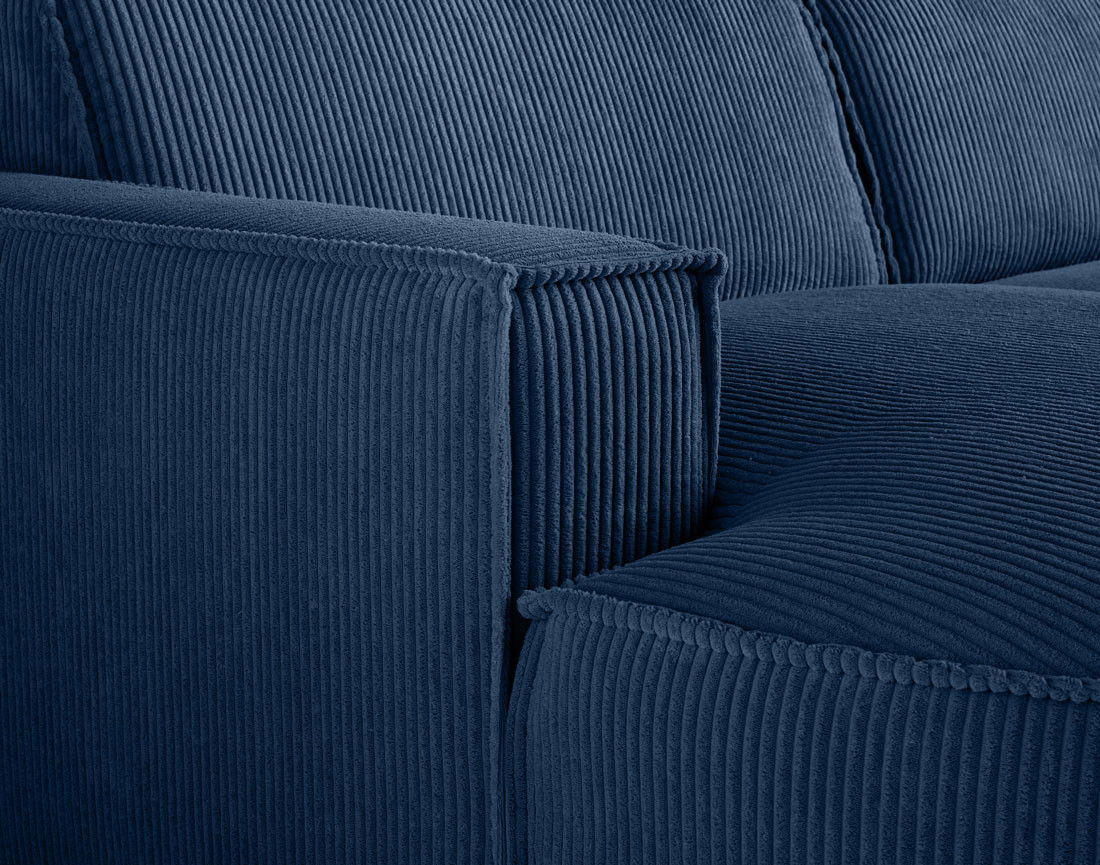 Canapé d'angle gauche aux formes arrondies 4 places en velours côtelé Spiaggia