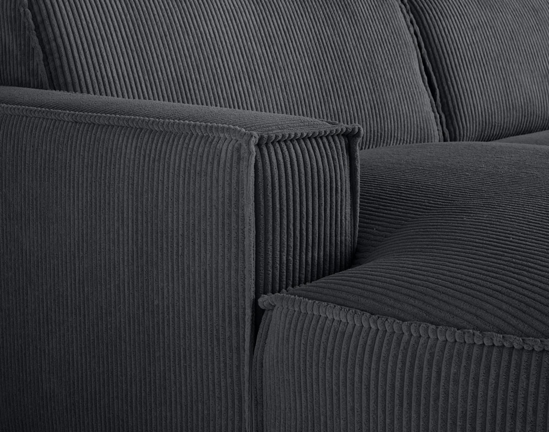 Canapé d'angle gauche aux formes arrondies 4 places en velours côtelé Spiaggia