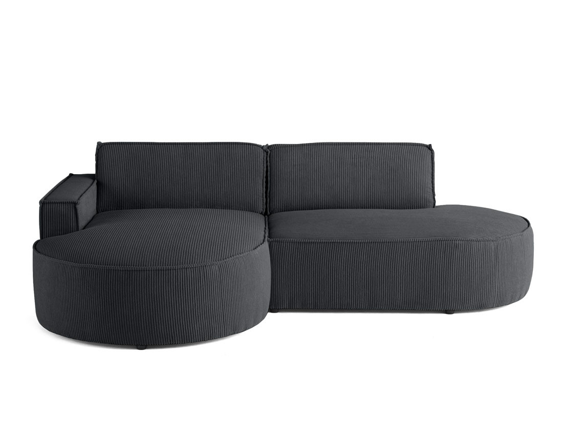 Canapé d'angle gauche aux formes arrondies 4 places en velours côtelé Spiaggia