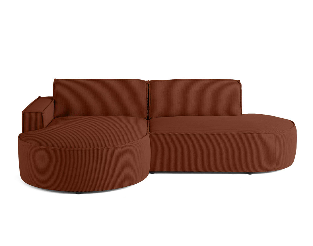 Canapé d'angle gauche aux formes arrondies 4 places en velours côtelé Spiaggia