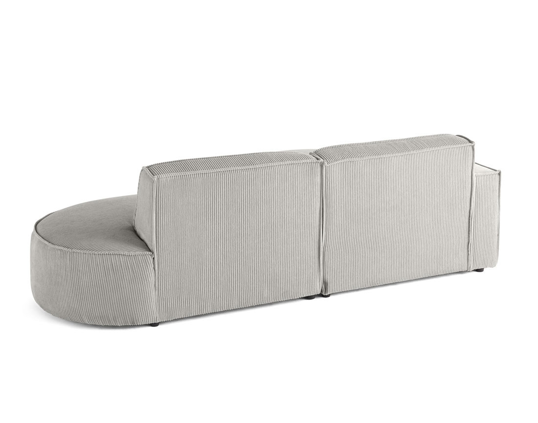 Canapé d'angle gauche aux formes arrondies 4 places en velours côtelé Spiaggia