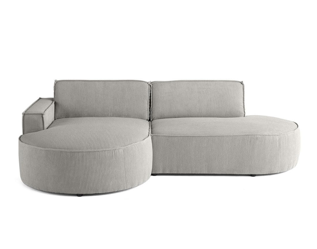 Canapé d'angle gauche aux formes arrondies 4 places en velours côtelé Spiaggia