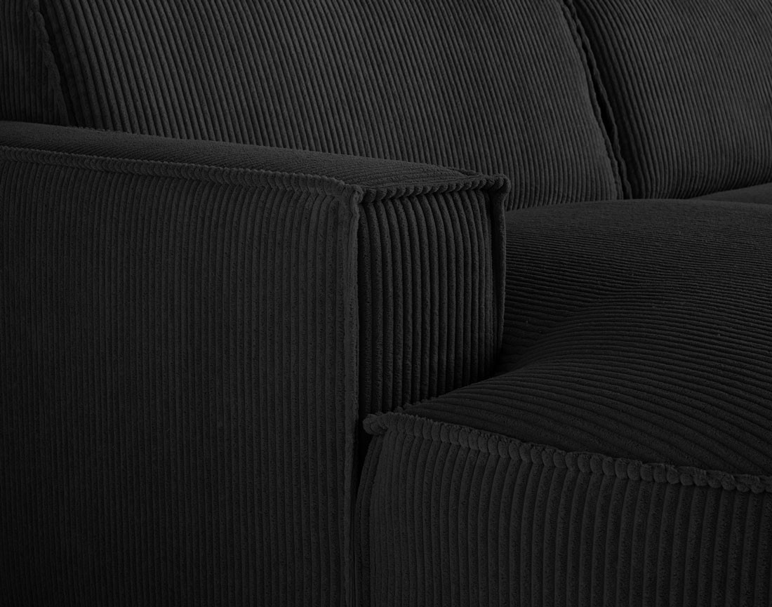 Canapé d'angle gauche aux formes arrondies 4 places en velours côtelé Spiaggia