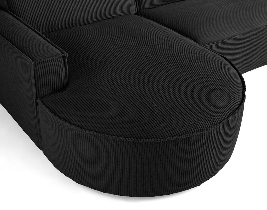 Canapé d'angle gauche aux formes arrondies 4 places en velours côtelé Spiaggia