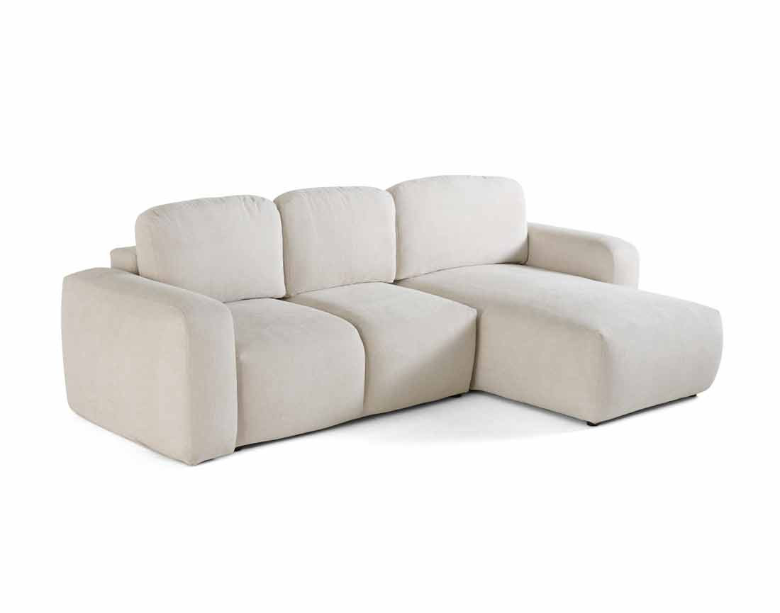Canapé d'angle convertible, coffre 4 places en tissu texturé Sorrente
