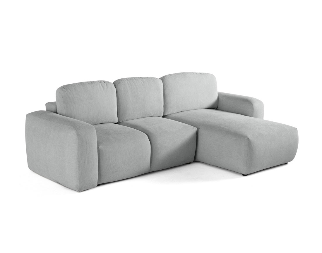 Canapé d'angle convertible, coffre 4 places en tissu texturé Sorrente