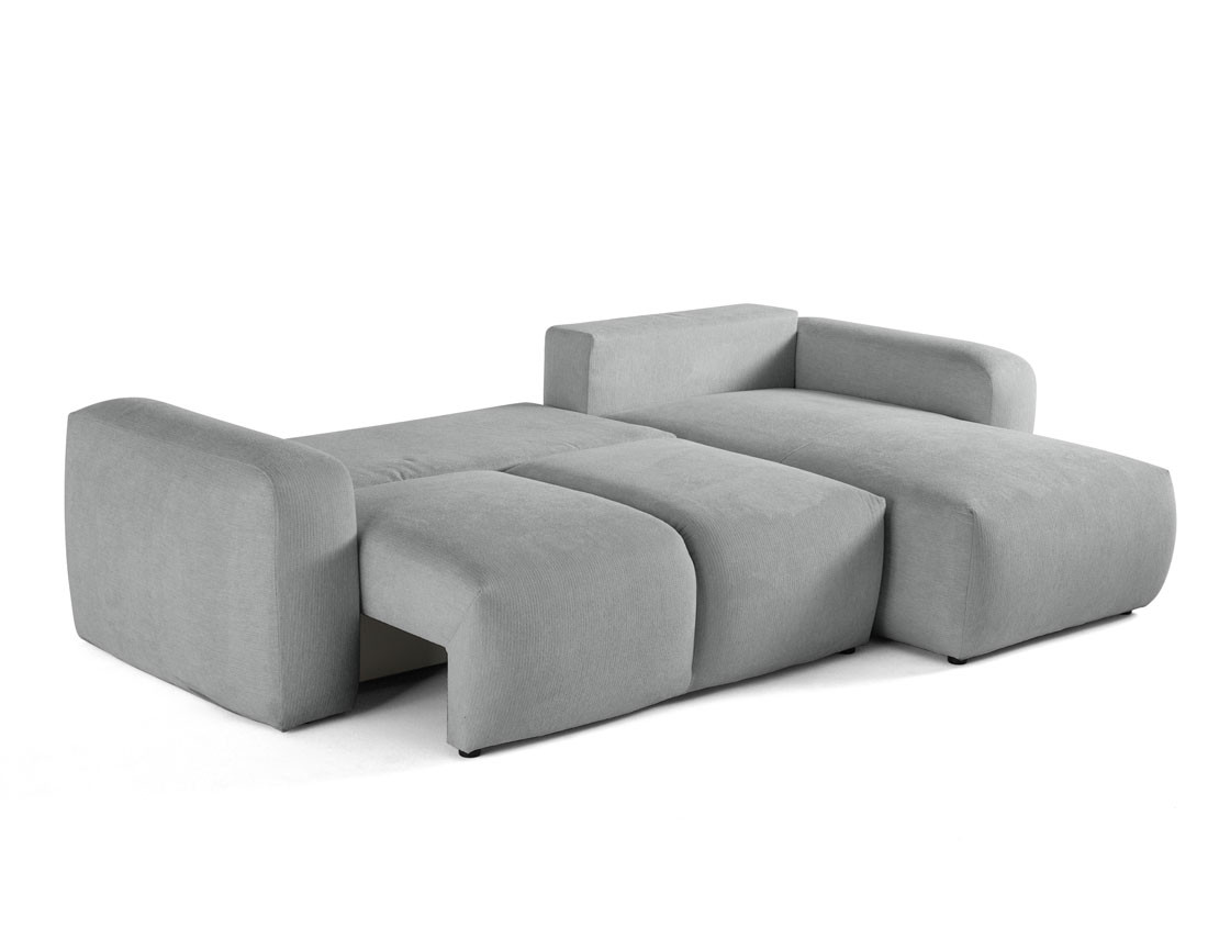 Canapé d'angle convertible, coffre 4 places en tissu texturé Sorrente