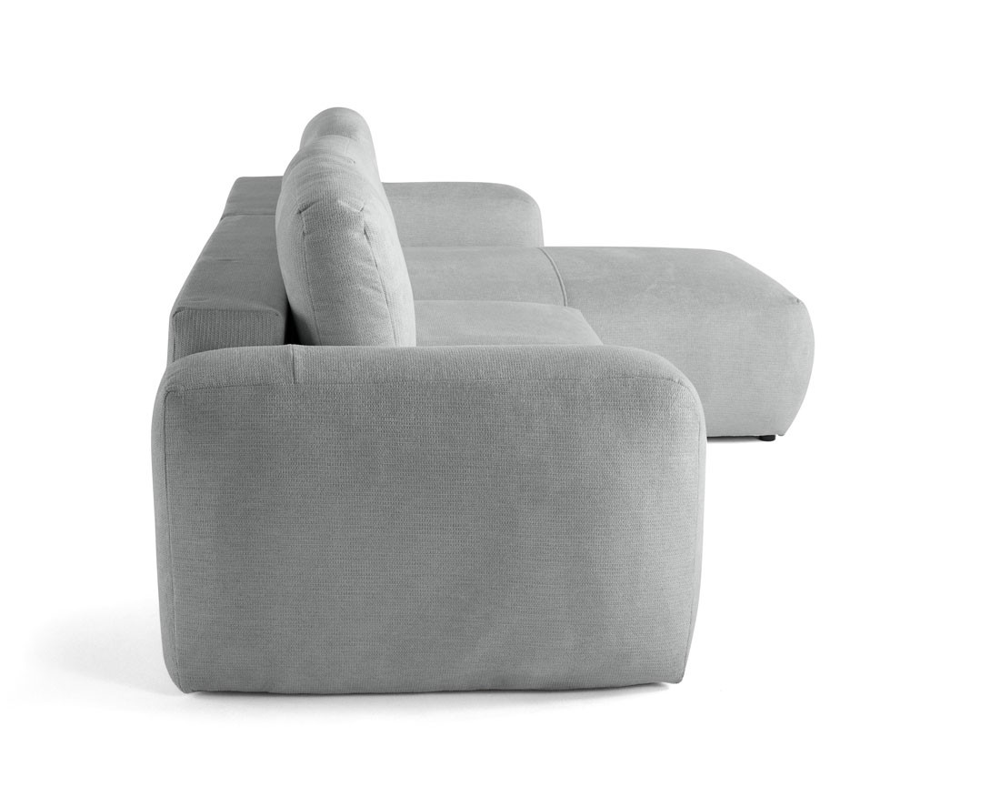 Canapé d'angle convertible, coffre 4 places en tissu texturé Sorrente