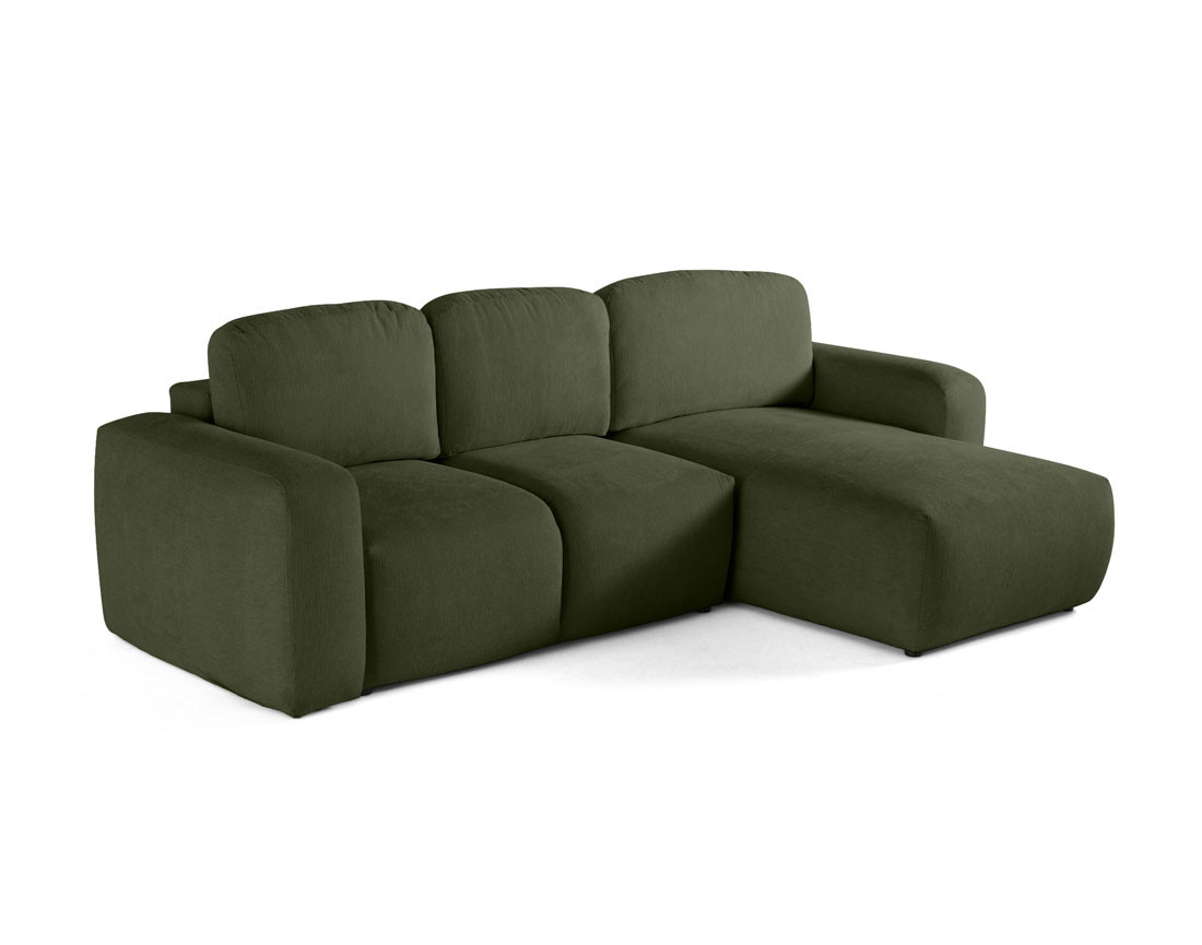 Canapé d'angle convertible, coffre 4 places en tissu texturé Sorrente