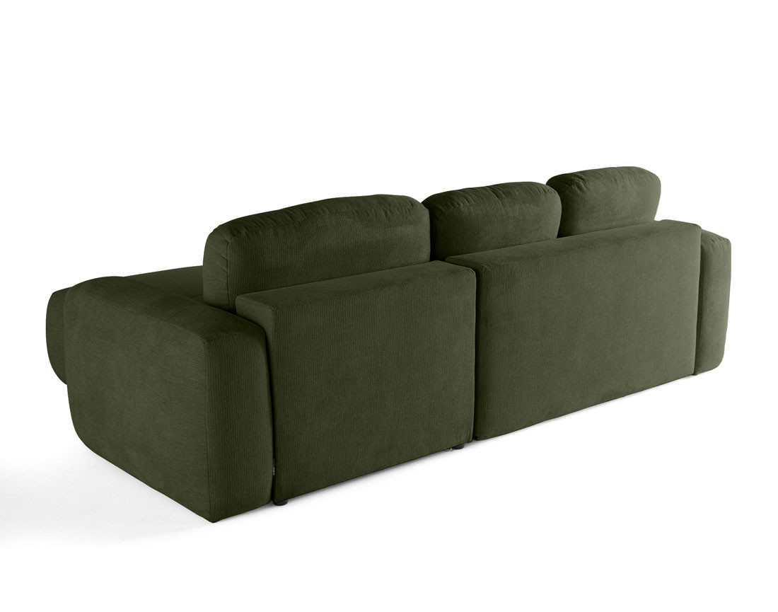 Canapé d'angle convertible, coffre 4 places en tissu texturé Sorrente